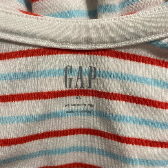 Gap Red Blue Striped Ballet Scoop Back 3/4 Sleeve Top - Picture 4 of 5